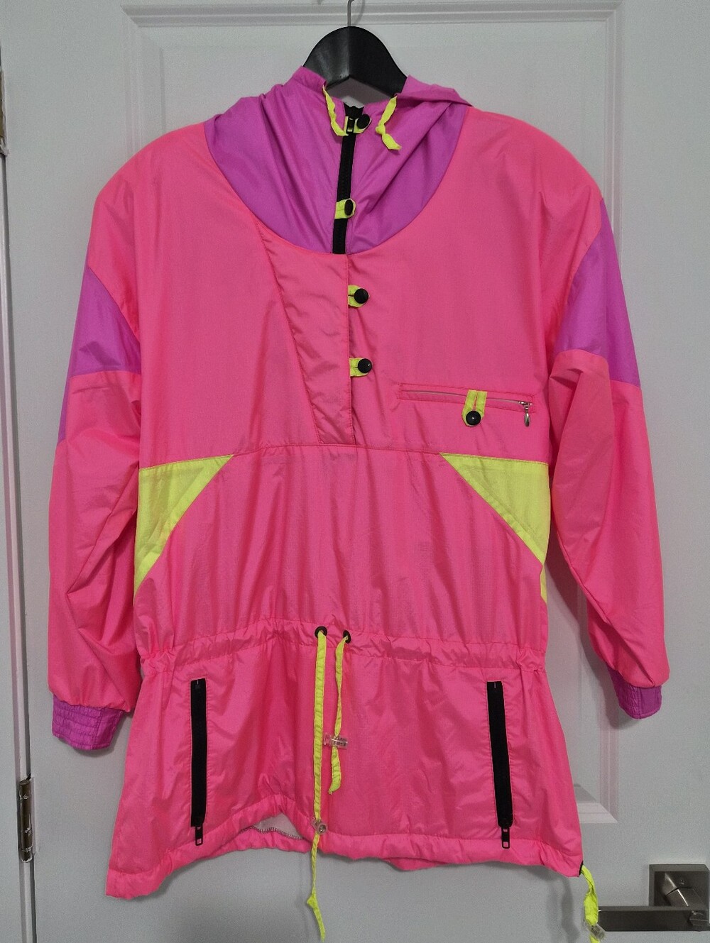 Vintage SERAC Colorblock Fluorescent Windbreaker Size 10